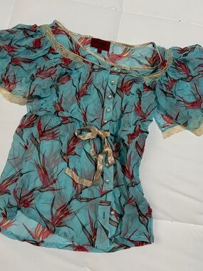 🌺 Vintage Missoni Silk Chiffon Blouse - NWOT - Bird of Paradise Print - IT 38